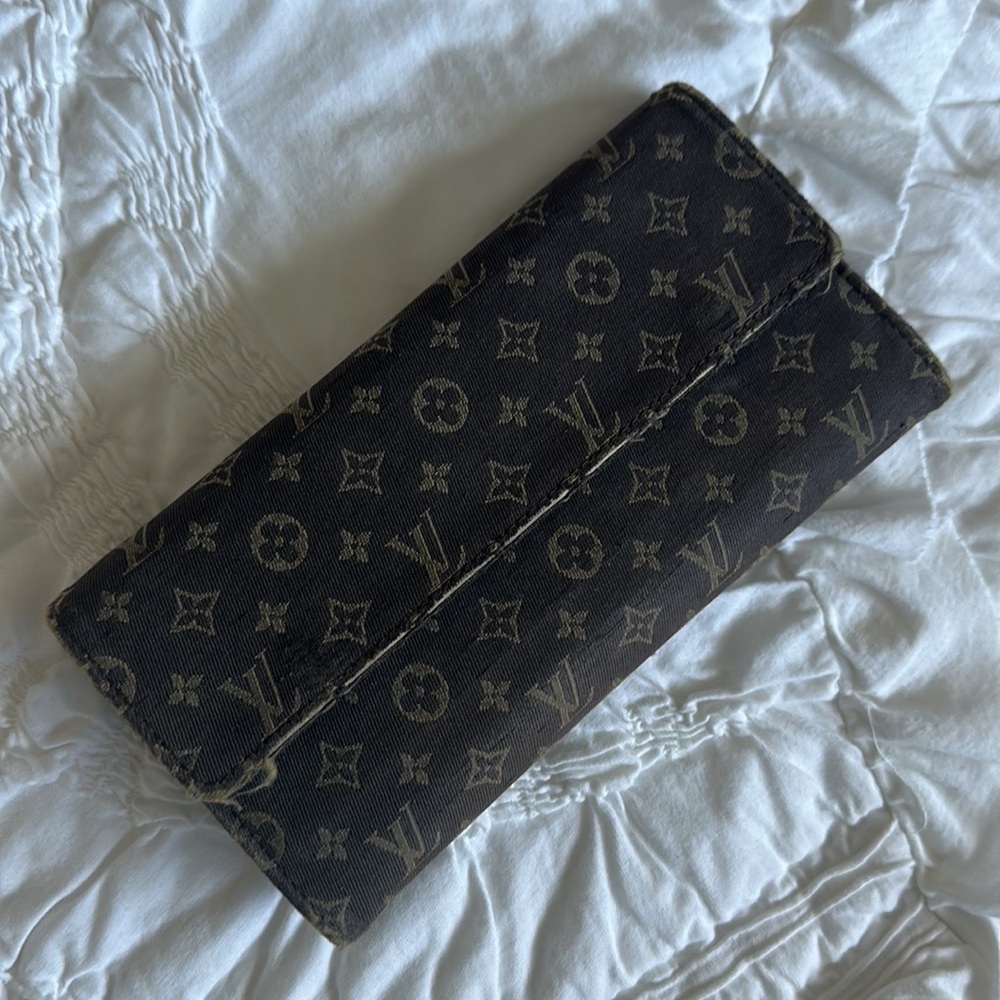 LV vintage brown denim Sarah wallet